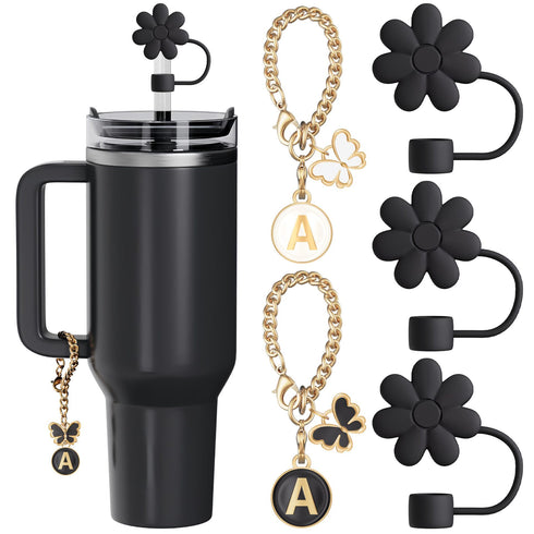 Letter Butterfly Flower Dust-proof Straw Cap for tumbler, Tumbler Set Accessories